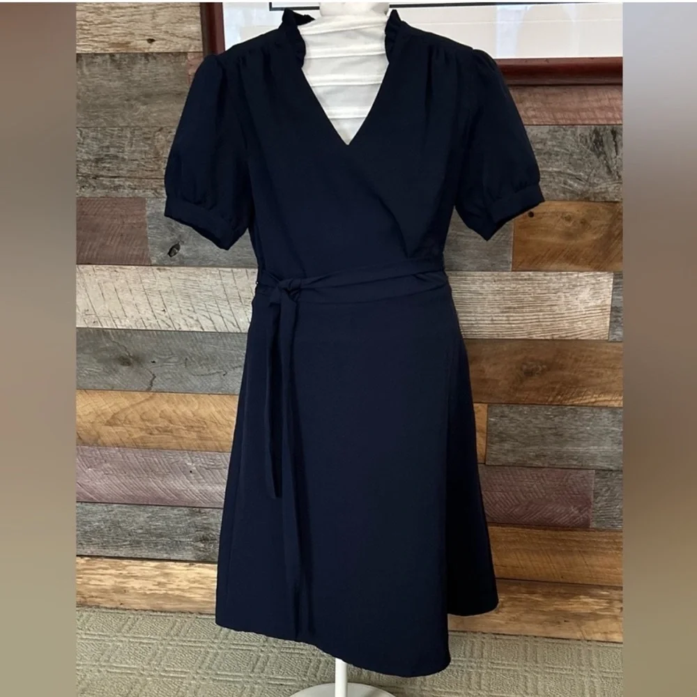 Nanette Lepore Navy Blue Wrap Style Dress -Size 2 - Picture 2 of 10